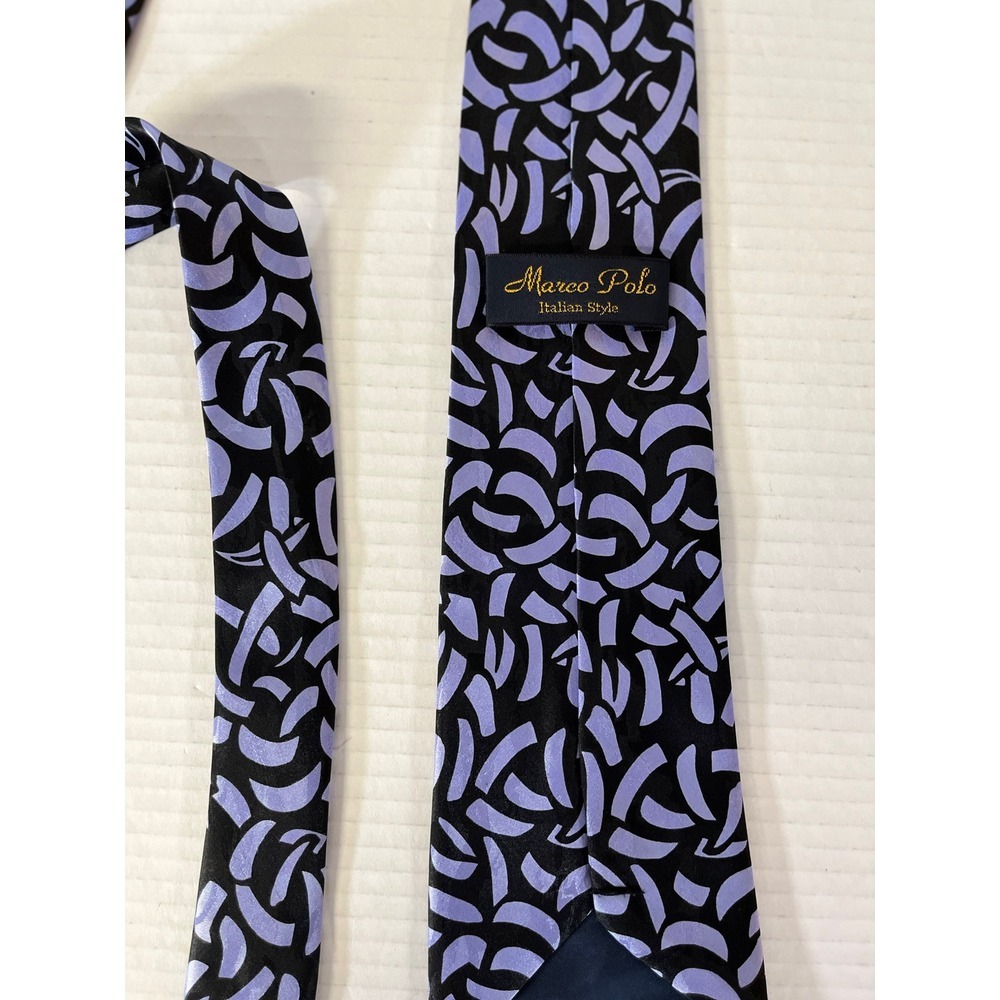 Marco Polo Italian Style Men's Necktie Tie Purple Animal Print - Picture 4 of 6